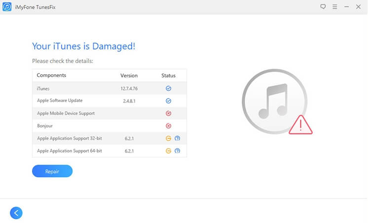 TunesFix repairs iTunes